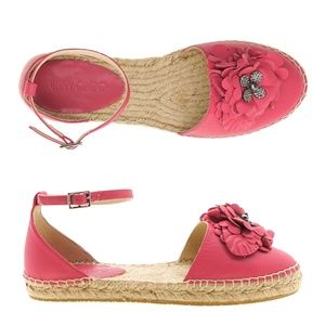 Jimmy Choo Espadrilles Dylan Flat Pink Nappa Leather Size 9.5 New